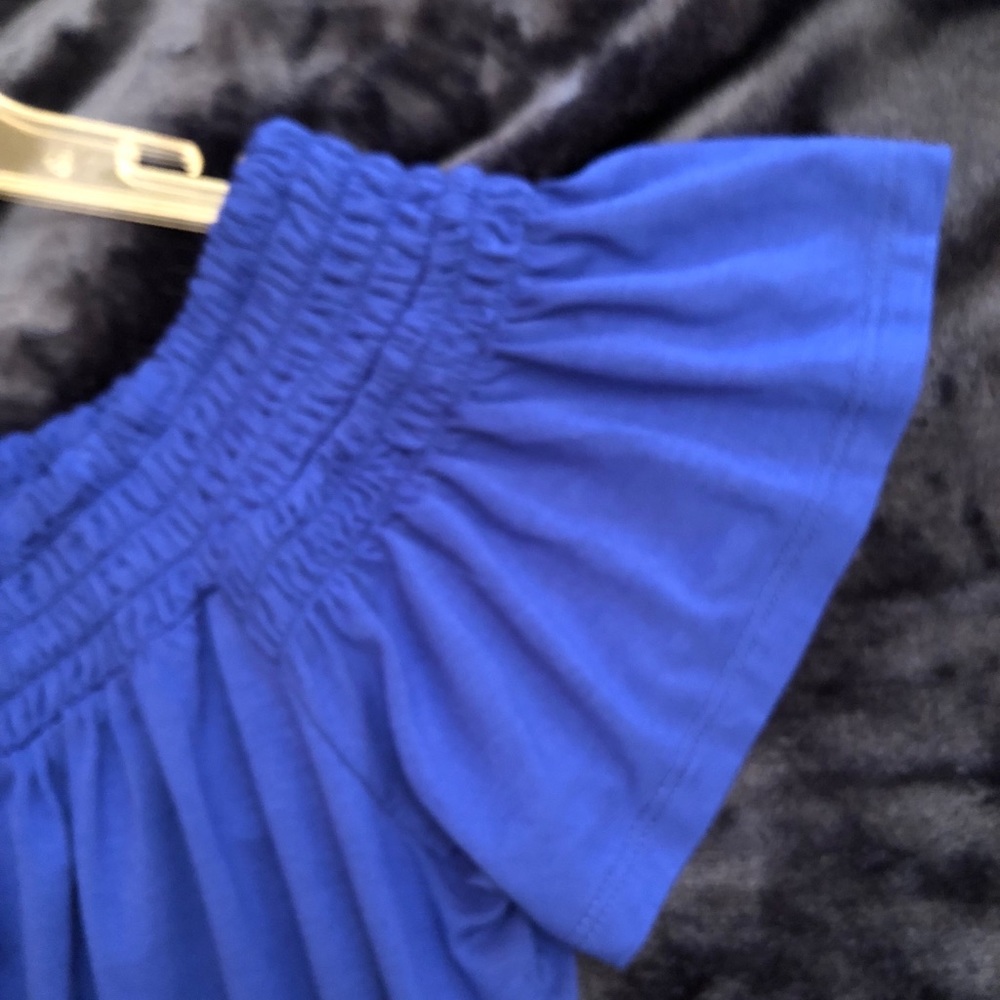 Women’s Royal Blue Off Shoulder Blouse Size S - Picture 5 of 6